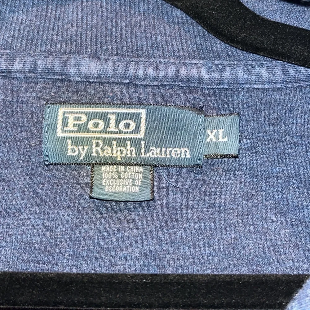 Polo Ralph Lauren navy 1/4 zip cotton sweater XL preppy red horse quarter zip